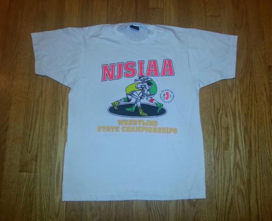 90s Wrestling T-Shirt NJ State Championships Neon Converse