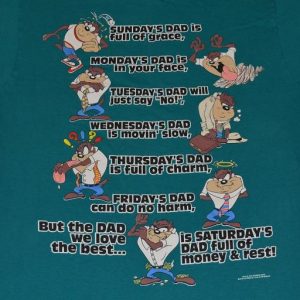 Vintage 90s Taz Ode to Dad Poem Looney Tunes T-Shirt - L, XL