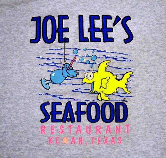 Vintage 90s Joe Lee’s Seafood T-Shirt Sz XL Kemah Texas Neon
