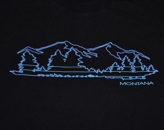 Vintage 80s 90s Montana T-Shirt Neon Tubing Mountains XL