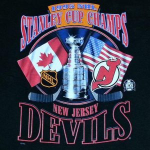 Vintage 90s STARTER NJ Devils Stanley Cup T-Shirt Fits L XL