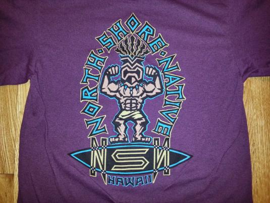 VTG 80s 90s North Shore Native T-Shirt NSN Hawaii Tiki Sz L