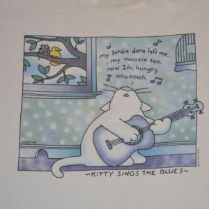 Vintage 90s Tshirt Cosmo Kitty Sings the Blues - Sz XL