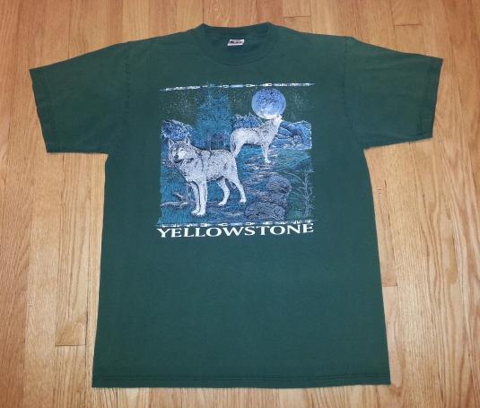 VTG 80s 90s YELLOWSTONE T-Shirt Howling Wolf National Park L