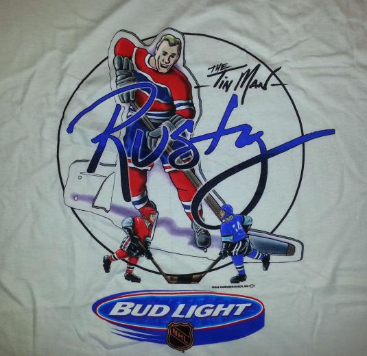 90s 1999 Bud Light Rusty the Tin Man T-Shirt Hockey Fits 2XL