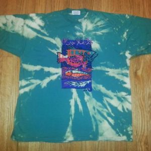 90s Izod T-Shirt Custom Reverse Tie-Dye FishSz XXL 2XL
