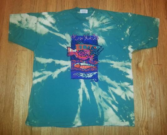 90s Izod T-Shirt Custom Reverse Tie-Dye FishSz XXL 2XL
