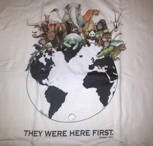 1992 Human-i-Tees Animals T-Shirt 90s Planet Conservation L