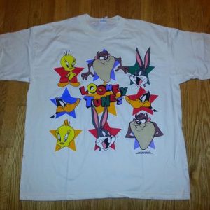 VTG 90s LOONEY TUNES T-Shirt Bugs Bunny Taz Tweety Daffy 2XL