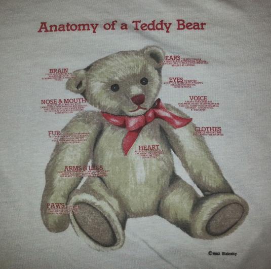 1982 Anatomy of a Teddy Bear T-Shirt Bialosky SOFT THIN Sz L