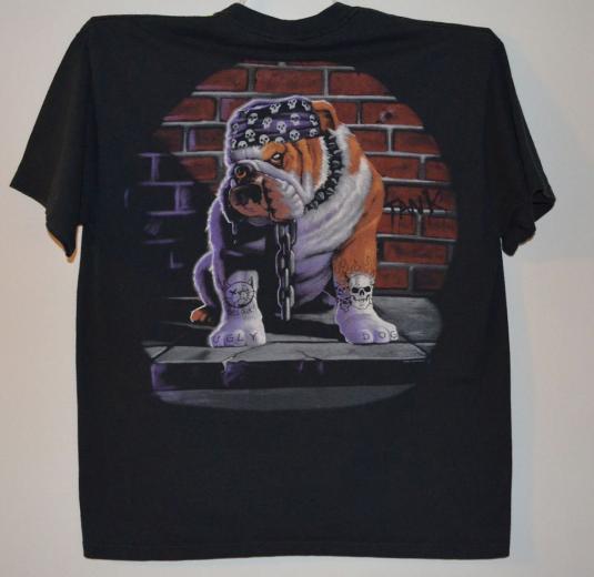 VTG 90s LIQUID BLUE Giant Bulldog All Over Print T-Shirt XL