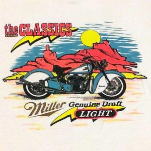 Vintage 80s Miller Draft Beer Neon Motorcycle T-Shirt - L