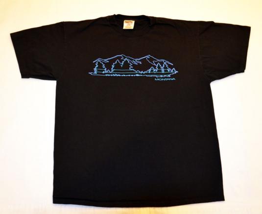 Vintage 80s 90s Montana T-Shirt Neon Tubing Mountains XL