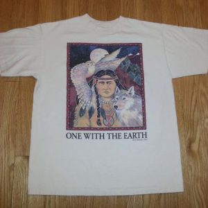 VTG 90s T-Shirt One w/the Earth Native Wolf Eagle American