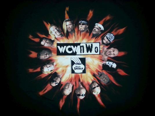 90s WCW NWO T-Shirt Illinois Lottery Hulk Hogan Goldberg XL