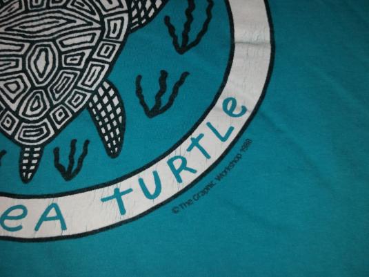 80s Endangered Green Sea Turtle T-Shirt Sz XL