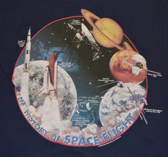 VTG 90s HISTORY OF SPACE FLIGHT T-Shirt Young Astronauts M/L