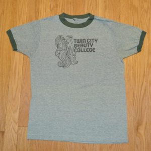 Vintage 70s TWIN CITY BEAUTY COLLEGE Tri-Blend T-Shirt RAYON