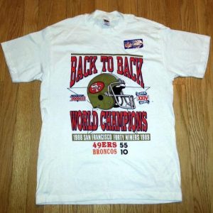 NWT Vtg 80s SF 49ERS T-Shirt 88 89 Super Bowl Bronco Sz L