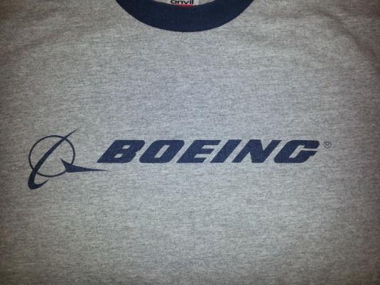 Vintage 90s BOEING T-Shirt Ringer Airplanes Aerospace Flight