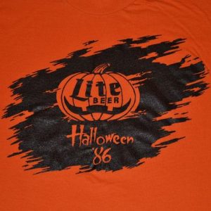 Vintage 80s Miller LiteHalloween Pumpkin T-Shirt - M/L