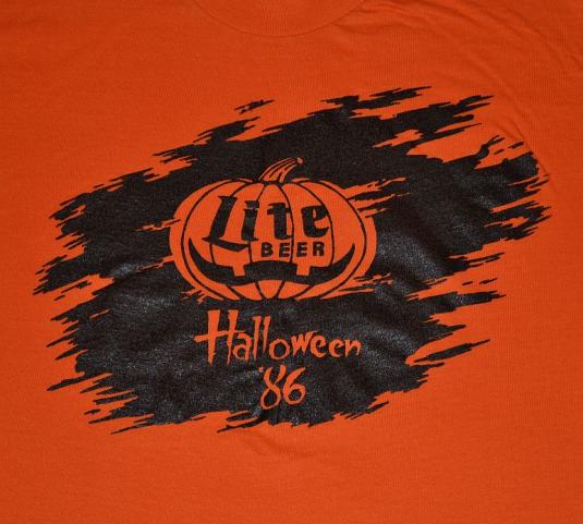 Vintage 80s Miller LiteHalloween Pumpkin T-Shirt – M/L