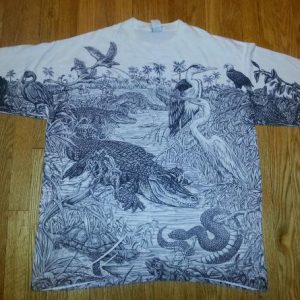80s 90s Swamp T-Shirt Alligator Bird Bayou Signal All Over