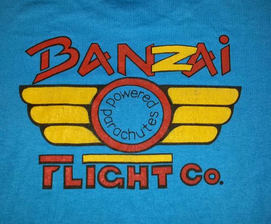 80s BANZAI FLIGHT CO T-Shirt Powered Parachutes Jump L/XL