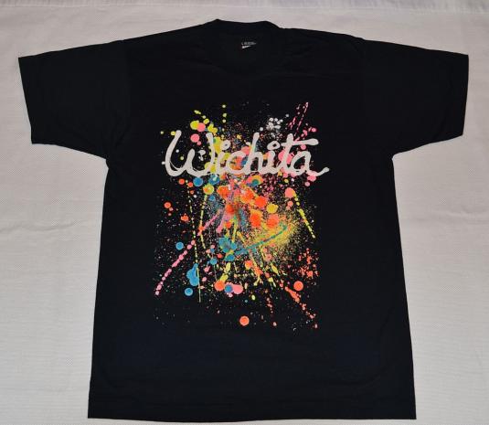 Vintage 90s Wichita Neon Jackson Pollock Style T-Shirt – L