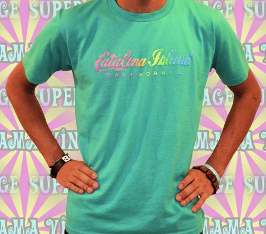 Vintage 80s 90s Tshirt Catalina Island California Neon – L