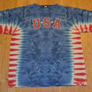 VTG 90s USA T-Shirt Liquid Blue Tie Dye Patriotic XXL 2XL