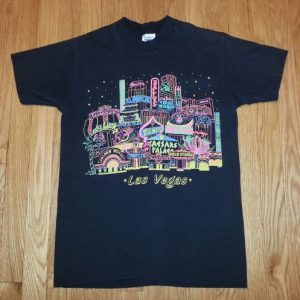 VTG 80s 90s LAS VEGAS T-Shirt Neon Dunes Sands Hotels