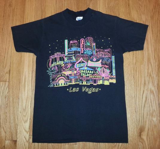 VTG 80s 90s LAS VEGAS T-Shirt Neon Dunes Sands Hotels