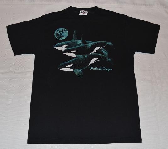Vintage 90s Portland Oregon Iridescent Whales T-Shirt – L