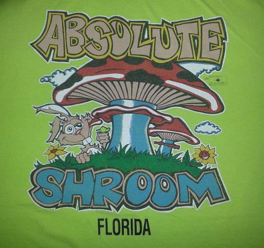VTG 80s 90s 'Shroom T-Shirt Mushrooms High Rabbit Drugs XL