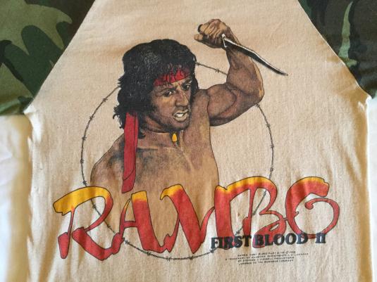Rare vintage rambo first blood part II camo tshirt
