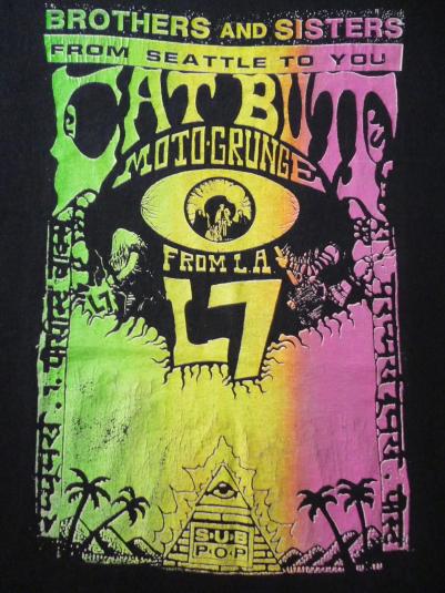VINTAGE 1989 CAT BUTT & L7 MOTOGRUNGE SUBPOP TOUR T-SHIRT