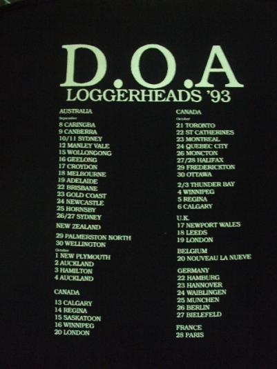VINTAGE 1993 D.O.A. TOUR T-SHIRT
