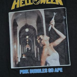 Vintage 1991 HELLOWEEN Pink Bubbles Go Ape Tour promo Tshirt