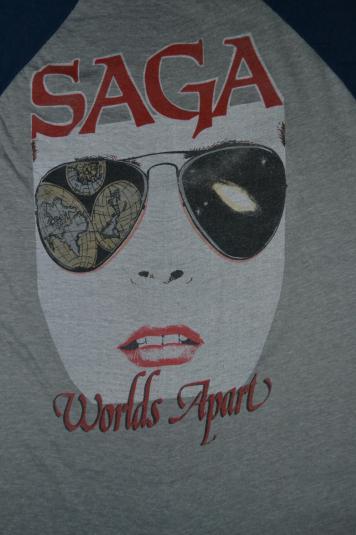 Vintage 80s SAGA Worlds Apart Tour Concert Baseball Jersey