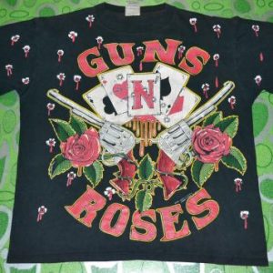 Vintage 1991 GUNS N ROSES all over print Tour promo T-shirt