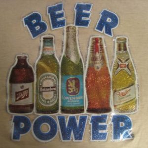 Vintage 1970's Beer Power t-shirt, soft and thin, M-L
