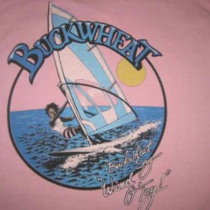 Weird 1980's t-shirt with Buckwheat windsurfing, M