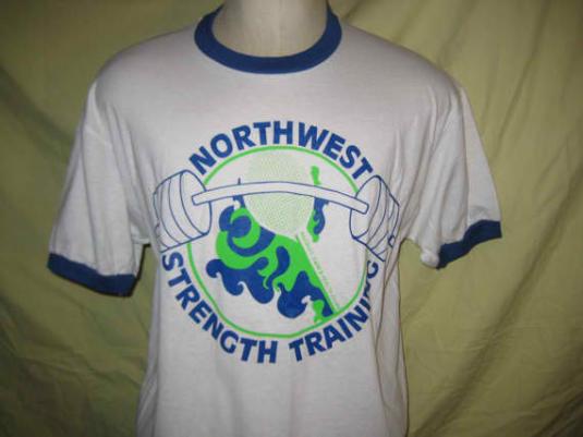 1980’s Strength training vintage ringer t-shirt, XL