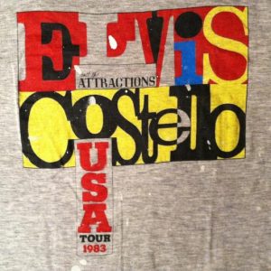 Vintage 1983 Elvis Costello concert tour t-shirt