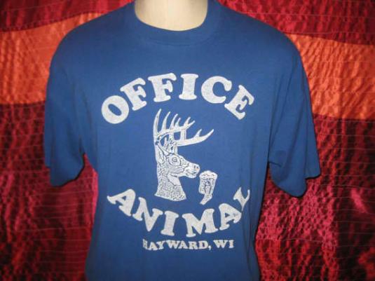 Vintage 80’s t-shirt, Office Animal, soft and thin, XXL