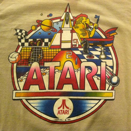 ATARI LOGO Circle Classic Video Arcade Game Company T Shirt Unisex Heavy Cotton Tee