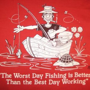VIntage 1980's quit your job and go fishing t-shirt, M-L