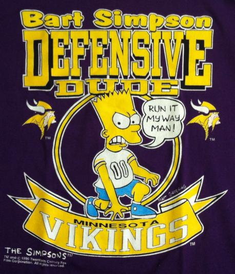 Vintage 1990 Bart Simpson Minnesota Vikings t-shirt
