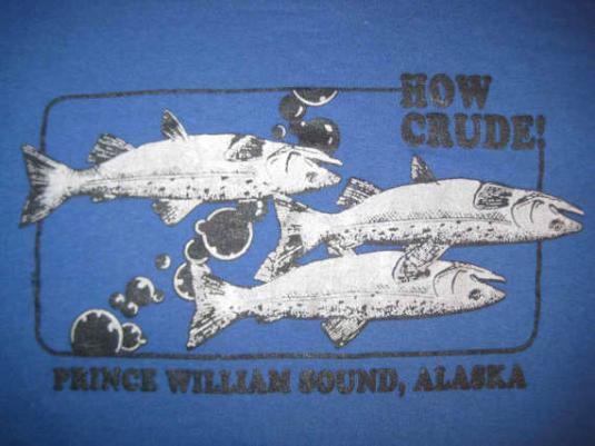 Vintage 80’s t-shirt, farting Alaskan fish, L XL
